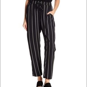 Black and white striped pants